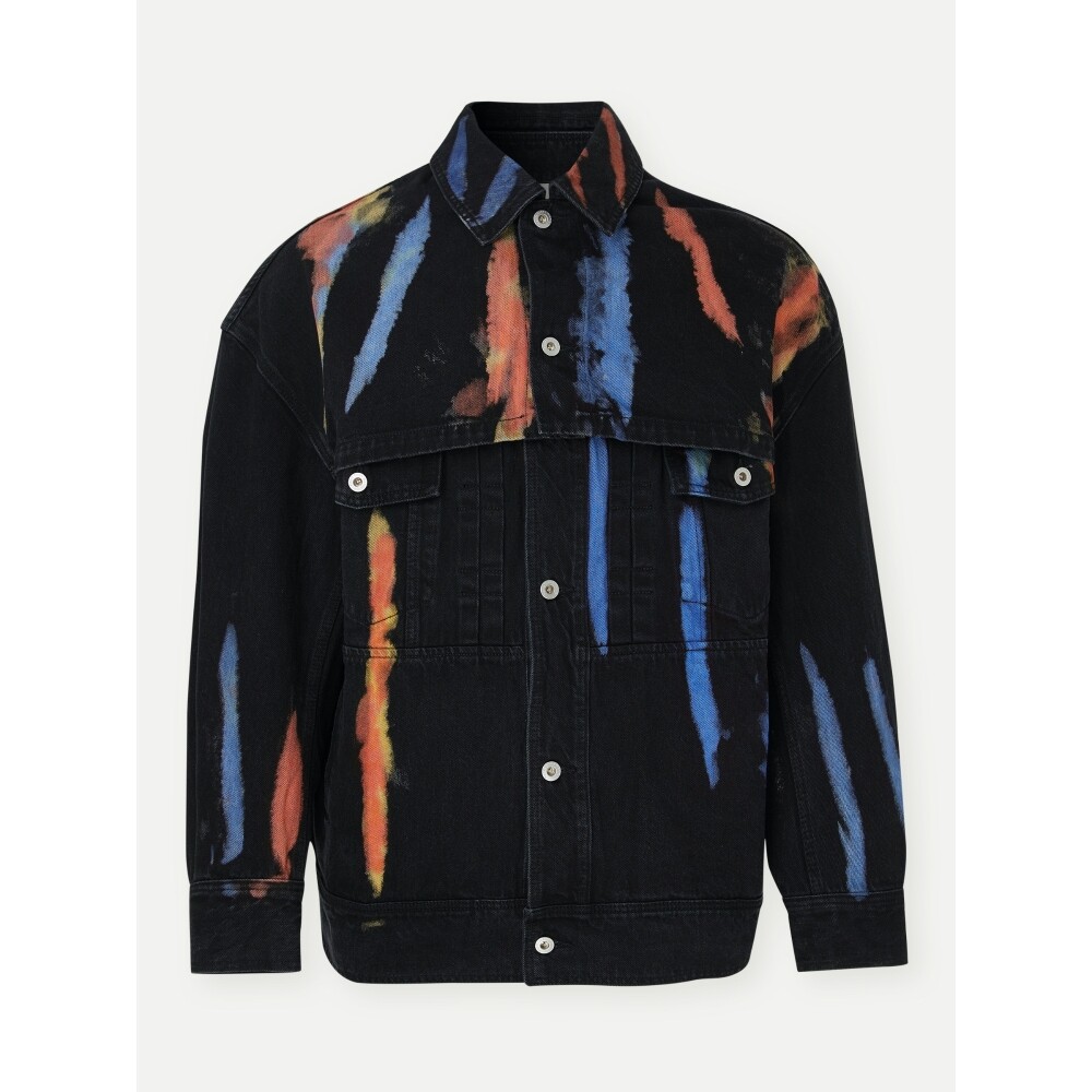 fengchenwang王逢陈2022秋季宽松分层扎染牛仔外套夹克