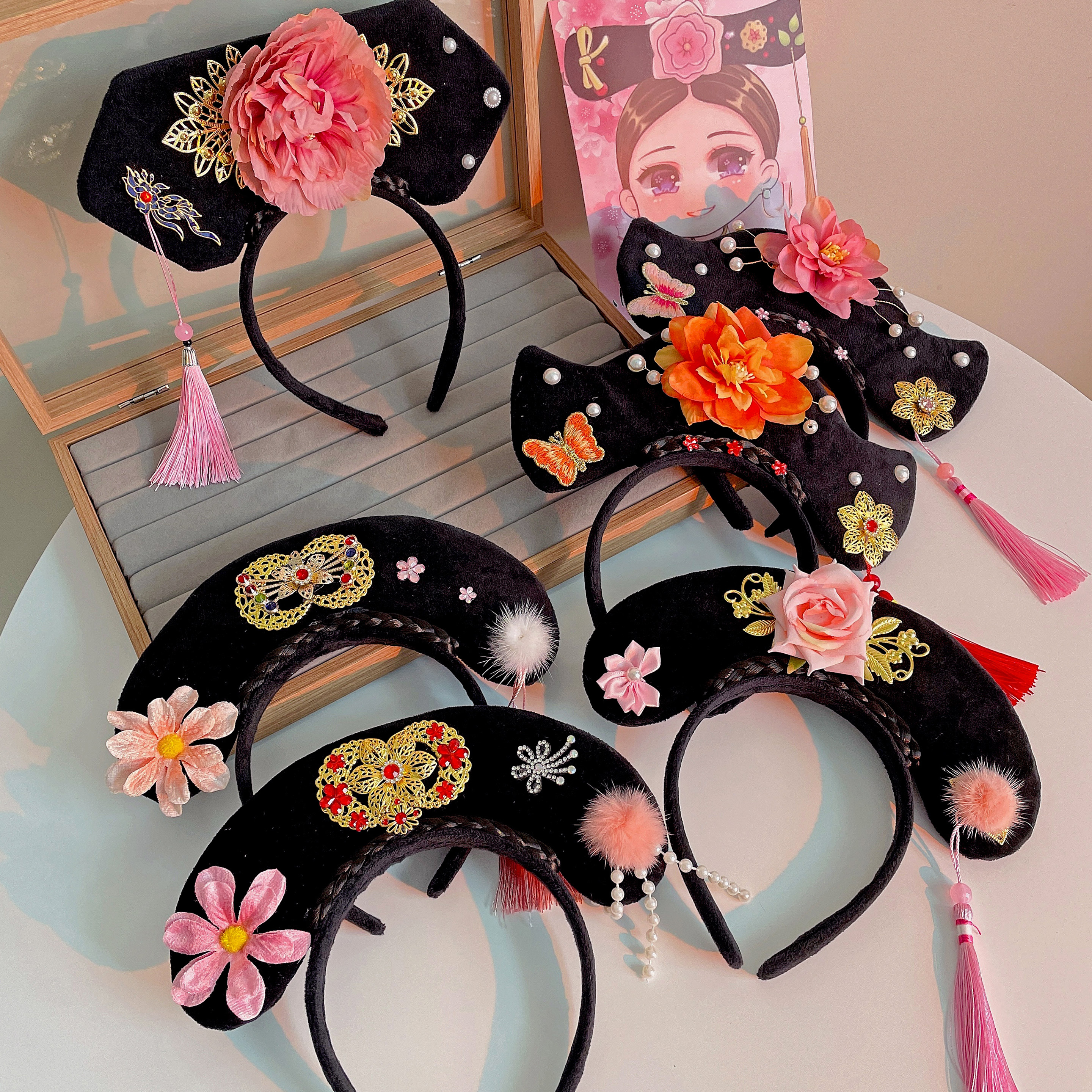 贵人宫廷毛绒贵妃发箍大人可爱格格头箍发卡发饰