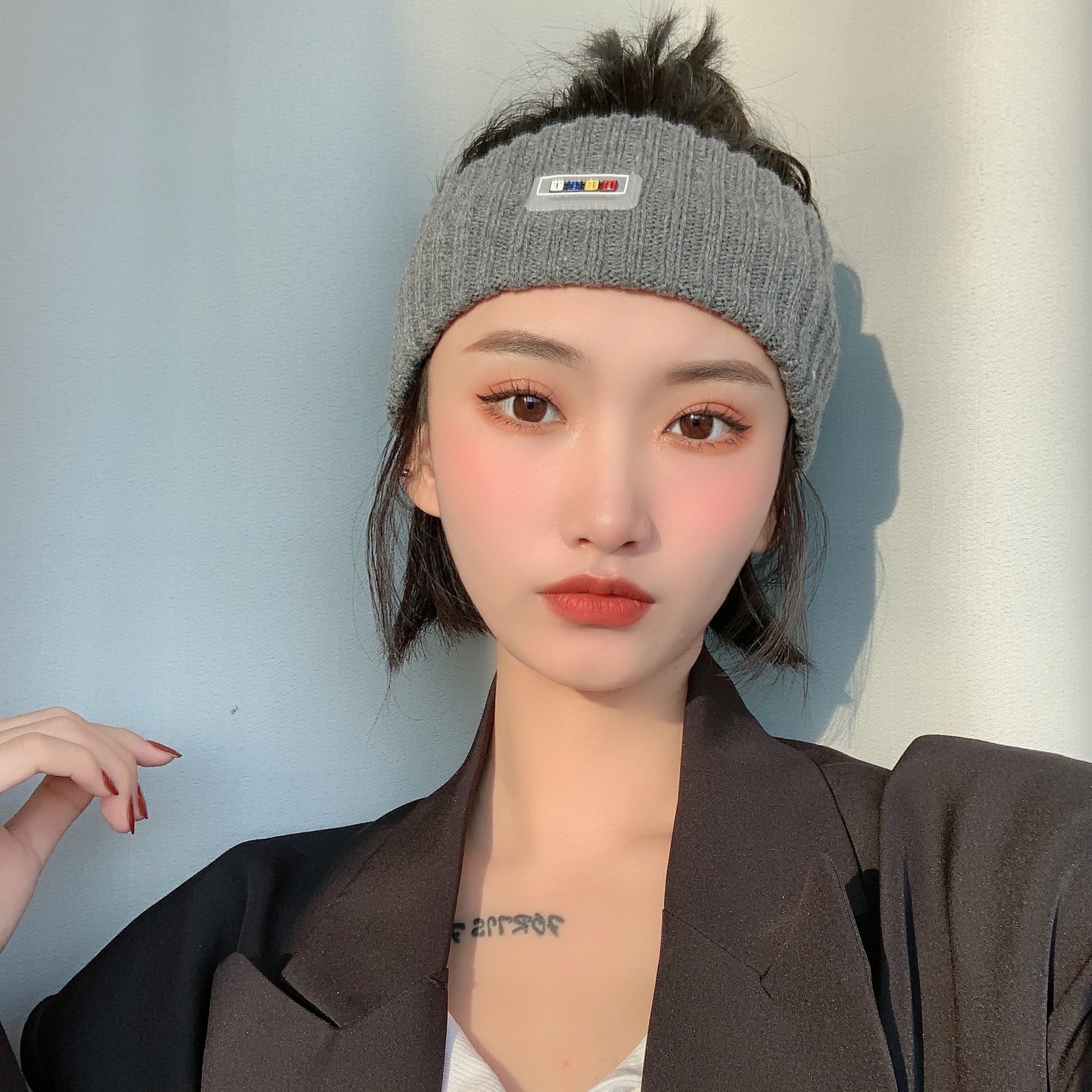 针织发带女秋冬外出网红毛线束发带女绑发酷女生街头运动宽边头巾