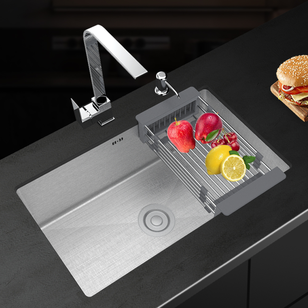 不锈钢水槽单槽台下嵌入式手工厨房洗手洗菜菜盆水槽套餐