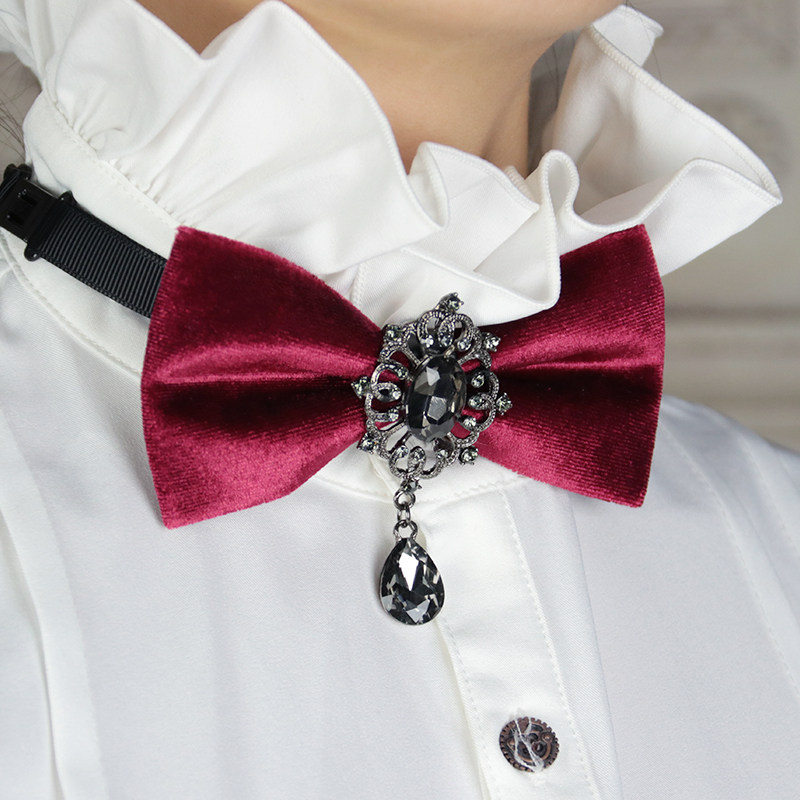 钢铁老爷奢华砖石复古哥特lolita丝绒装饰配饰蝴蝶结领结