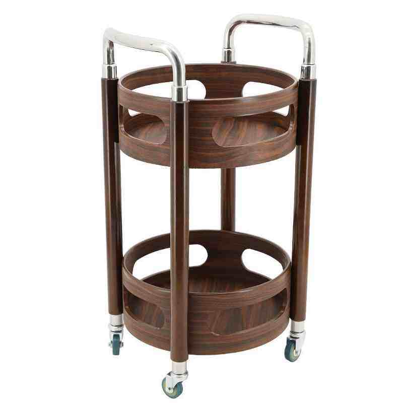 动移茶形置水圆水餐台小物车手架配宴4会架点酒心酒推木车实s餐店