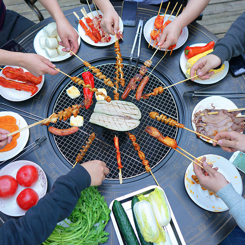 户外铸铝烧烤桌椅组合庭院花园露天露台阳台桌椅套件