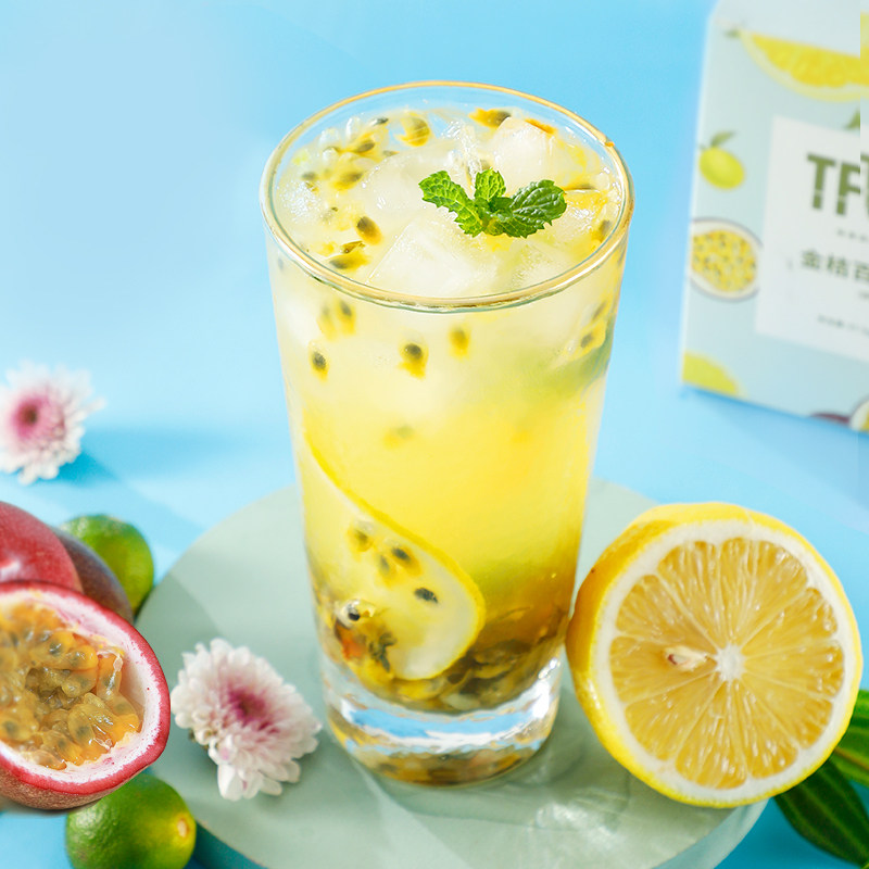 tfun金桔百香果茶柠檬片花花茶组合水果干冷冻干速溶水果块茶
