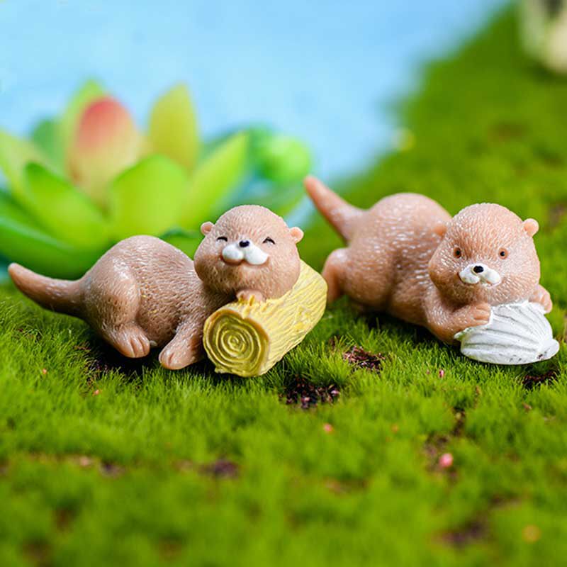 景观花盆造景小动动物创意摄影饰品可爱水獭摆件