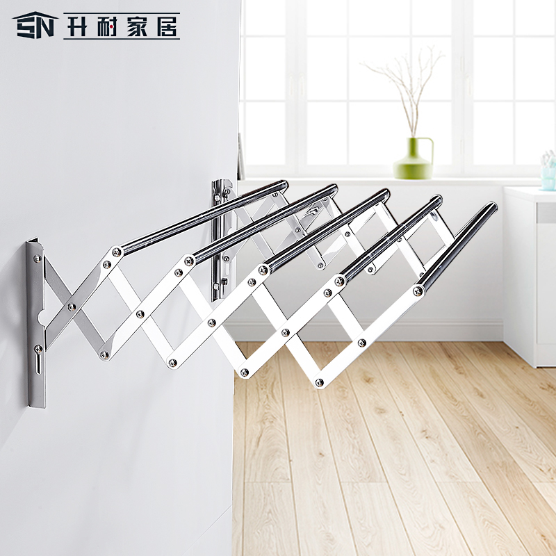 升耐不锈钢伸缩晾衣架卫生间室内折叠晒衣神器阳台伸缩晾衣架
