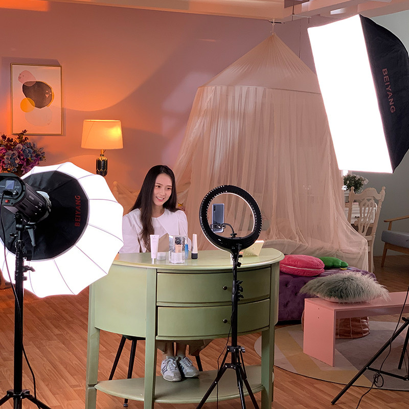 贝阳led摄影灯200w直播间补光灯灯光布置柔光灯常亮灯摄影棚人像儿童