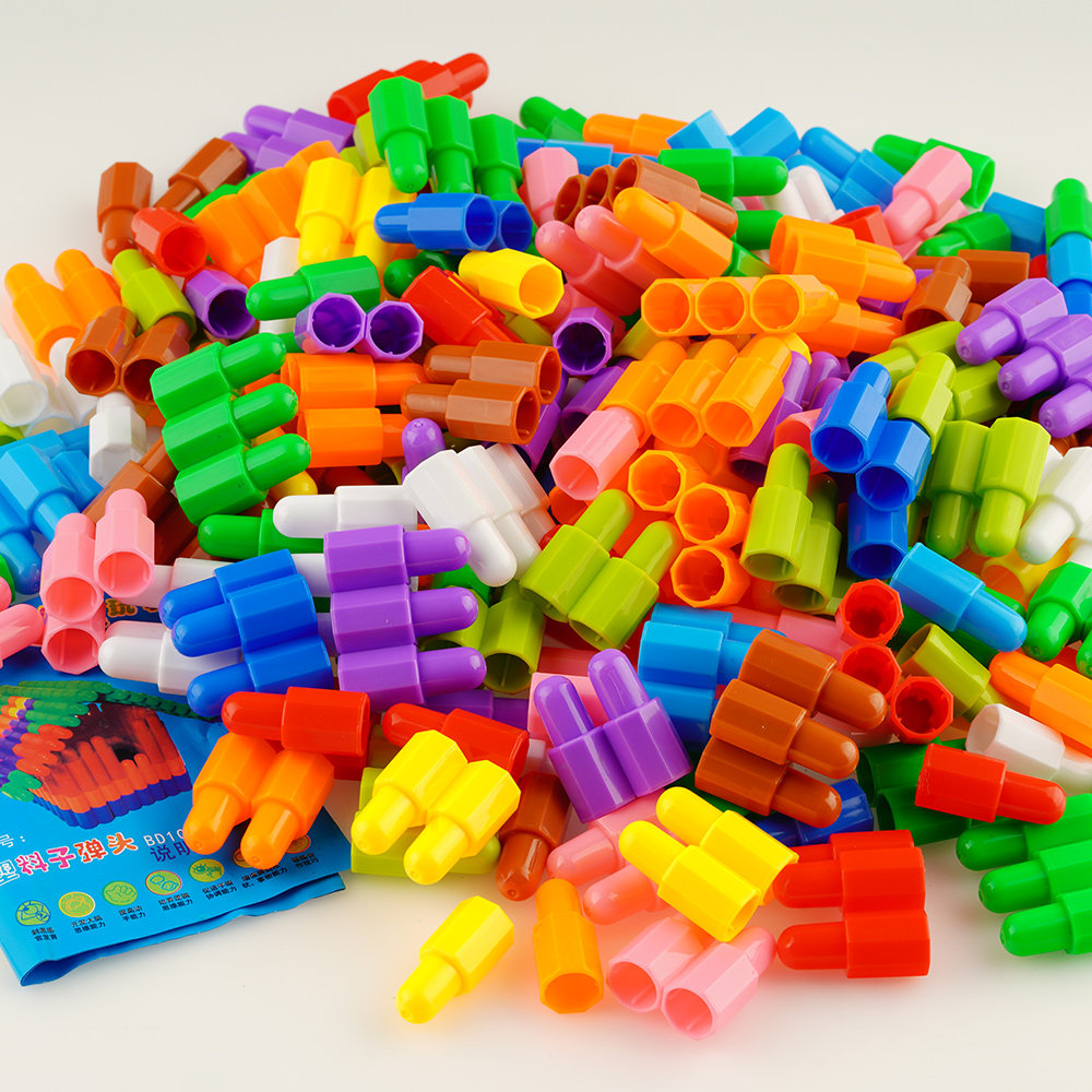 幼儿园益智儿童早教拼插积木子弹头宝宝周岁桌面塑料积木