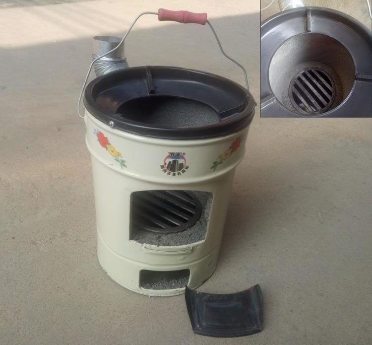 农村野餐炭炉木炭炉灶柴火户外水泥烧柴搪瓷野餐炉具