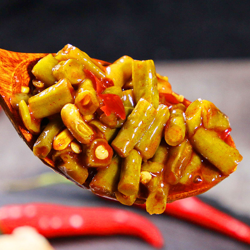 红油油酸豆角正宗农家自制开胃味下饭菜香辣腌制