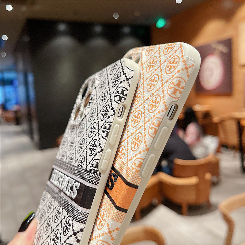 爱马仕花纹硅胶小羊皮手机壳