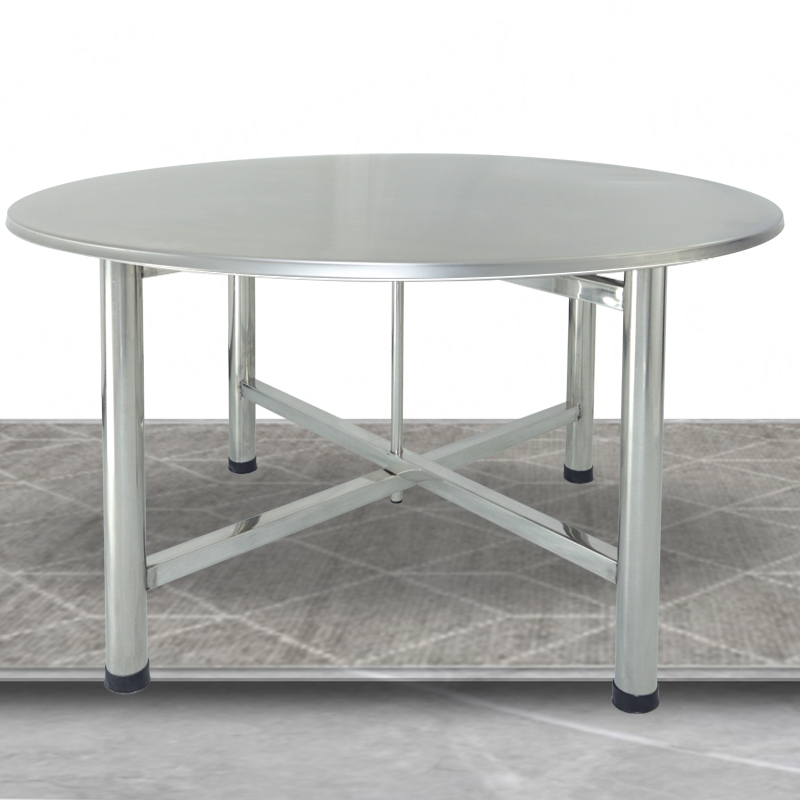 不锈钢饭桌加厚圆桌折叠餐桌圆形面板餐桌