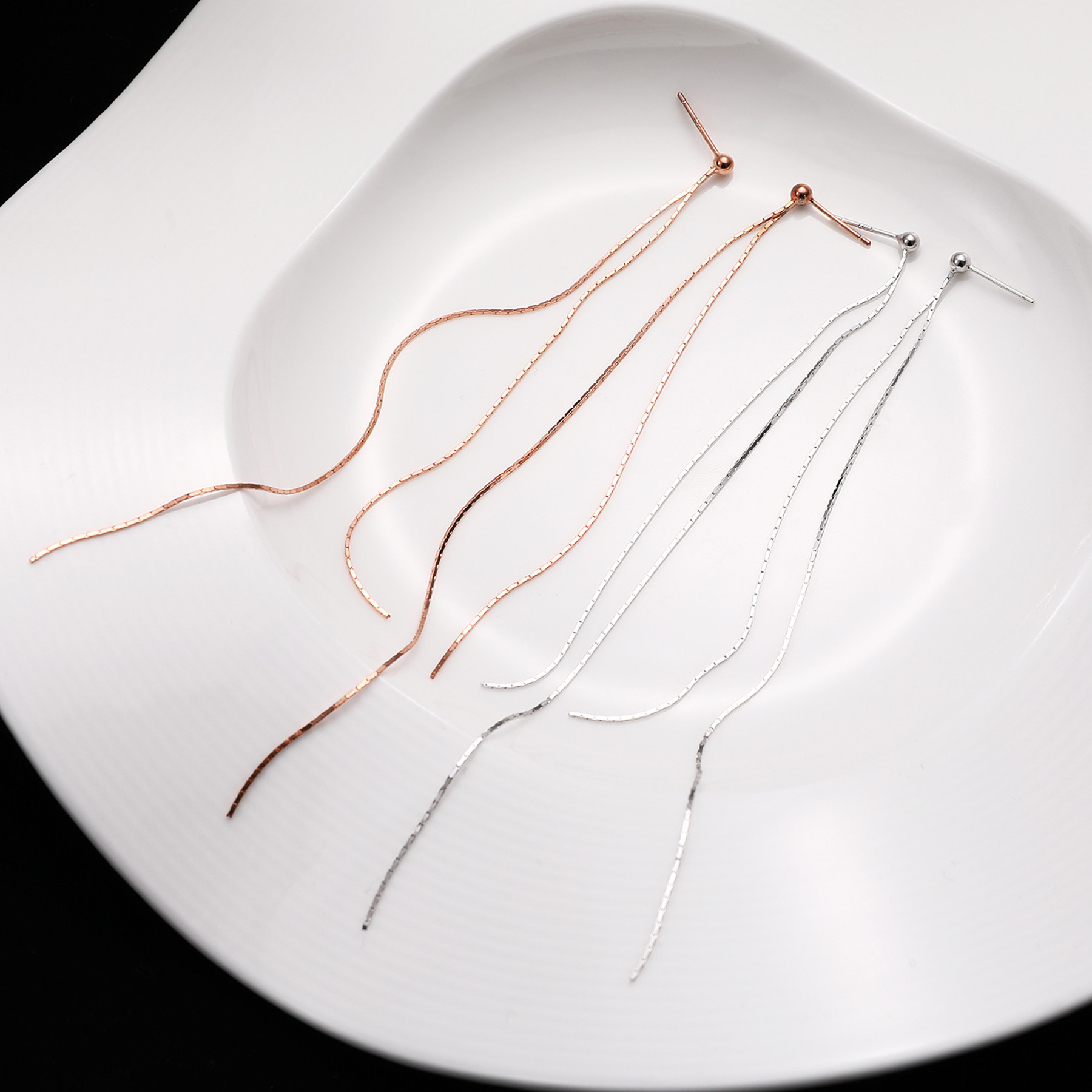 长款流苏耳线女s925纯银轻奢小众冷淡风气气质耳线