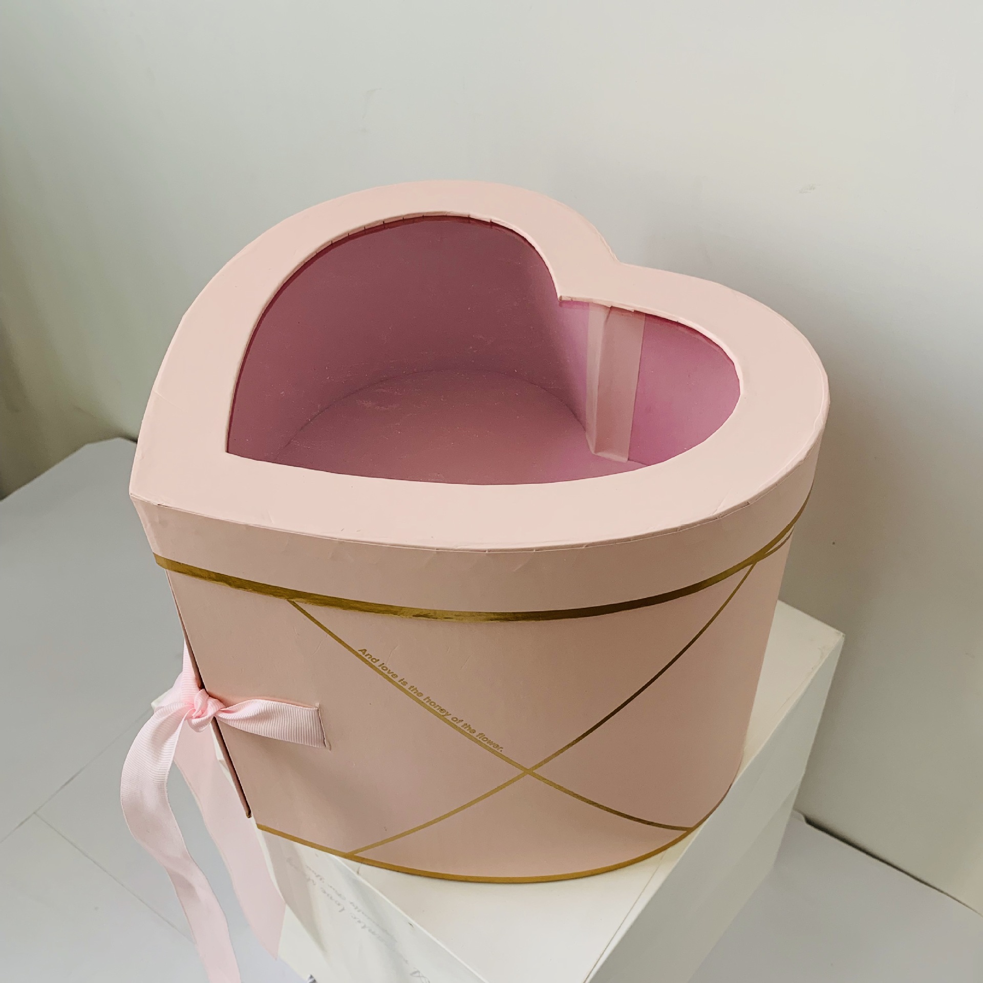 花盒心形开窗pvc双层旋转抱抱七夕鲜花礼品包装盒花艺包装盒