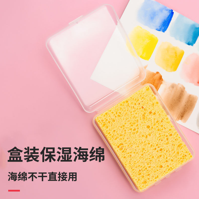 海绵水彩水粉粉笔吸水伯伦盒装保湿美术绘画水粉