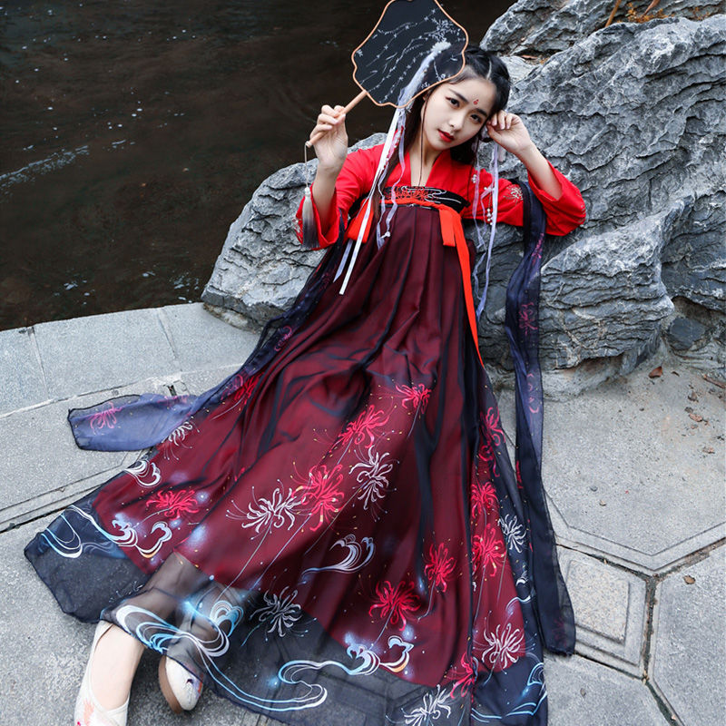 古装汉服女仙女齐胸襦裙学生长款套装彼岸花日常汉服