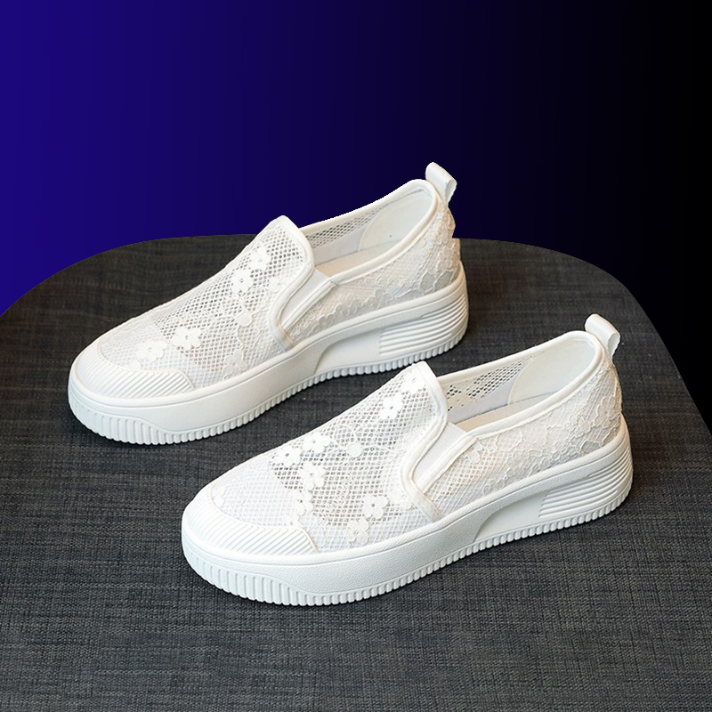 一脚蹬小香风渔夫鞋松糕厚底大码鞋女2022新款懒人透气大码小白鞋