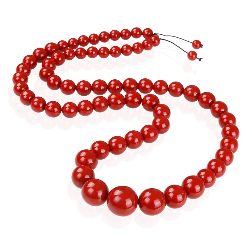 有机宝石意大利红色圆珠拼接珊瑚毛衣链长款项链男女款塔链