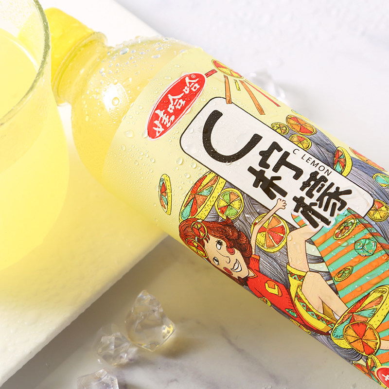 娃哈哈c蜜桃汁柠檬碳酸饮料530ml*12瓶/箱 网红果汁整箱多省包邮