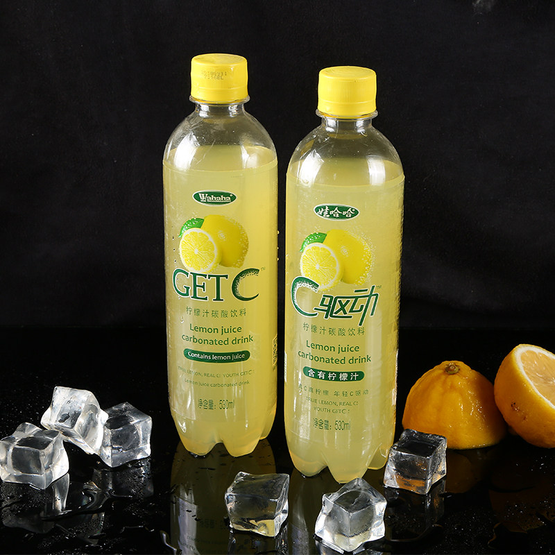 娃哈哈驱动柠檬碳酸带气饮料530ml8瓶整箱清凉碳酸饮料