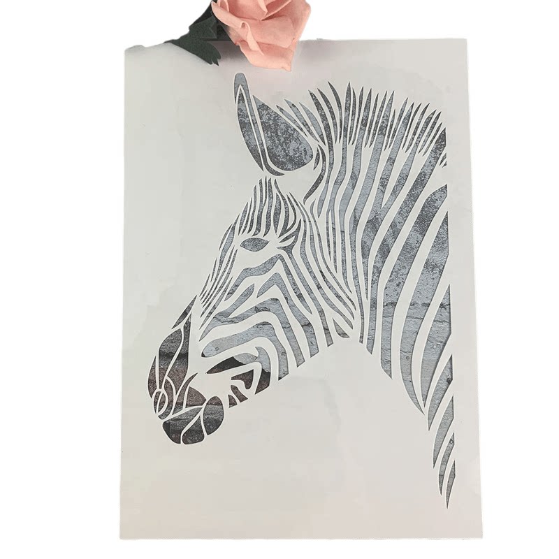斑马系列创意动物卡通画涂鸦工具diy镂空画模广告牌