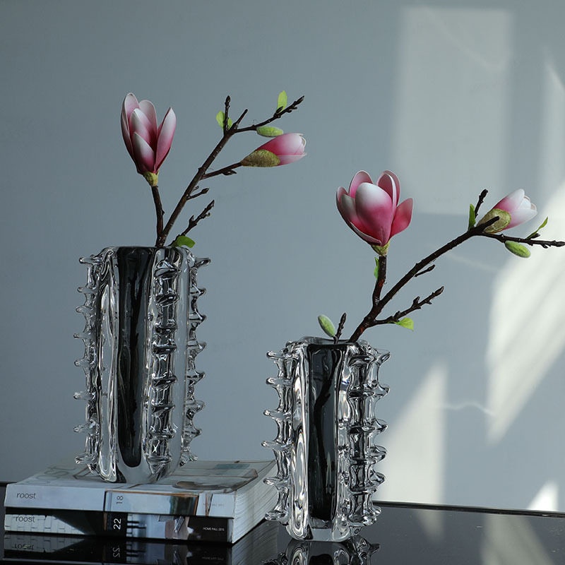 现代简约轻奢玻璃海参花器花瓶摆件样板房售楼处茶几装饰摆件