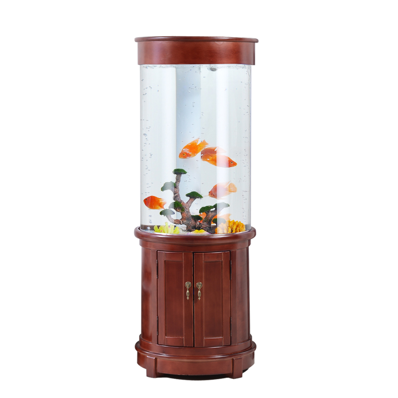 鱼缸鱼居乐圆柱形玻璃水族箱小型客厅换水生态造景桌面缸