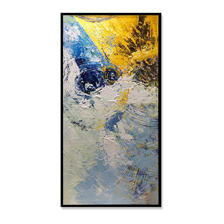 纯手绘抽象赵无极油画现代简约北欧玄关竖版过道走廊定制装饰画