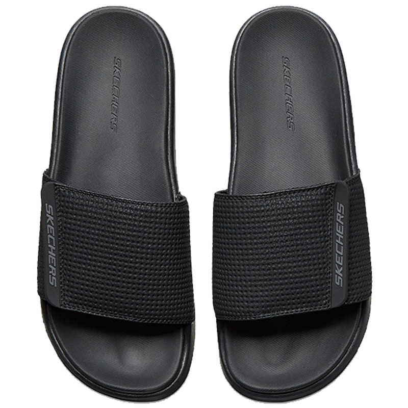 斯凯奇拖鞋男鞋官方旗舰店正品秋季新款黑色轻便防滑一字拖