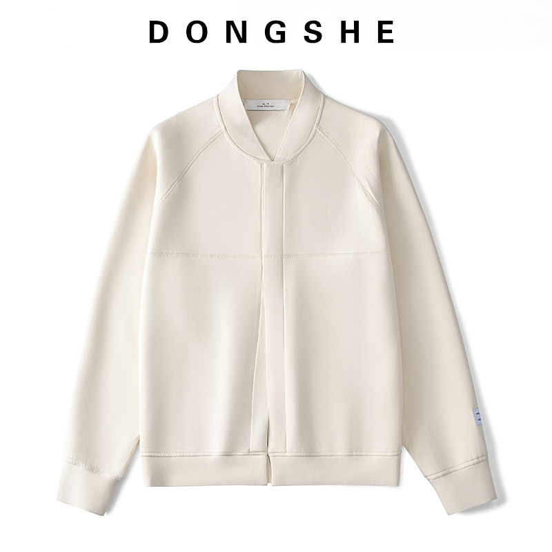 懂奢春季2022新款卡其色夹克外套休闲时尚卫衣软糯棒球服男士开衫