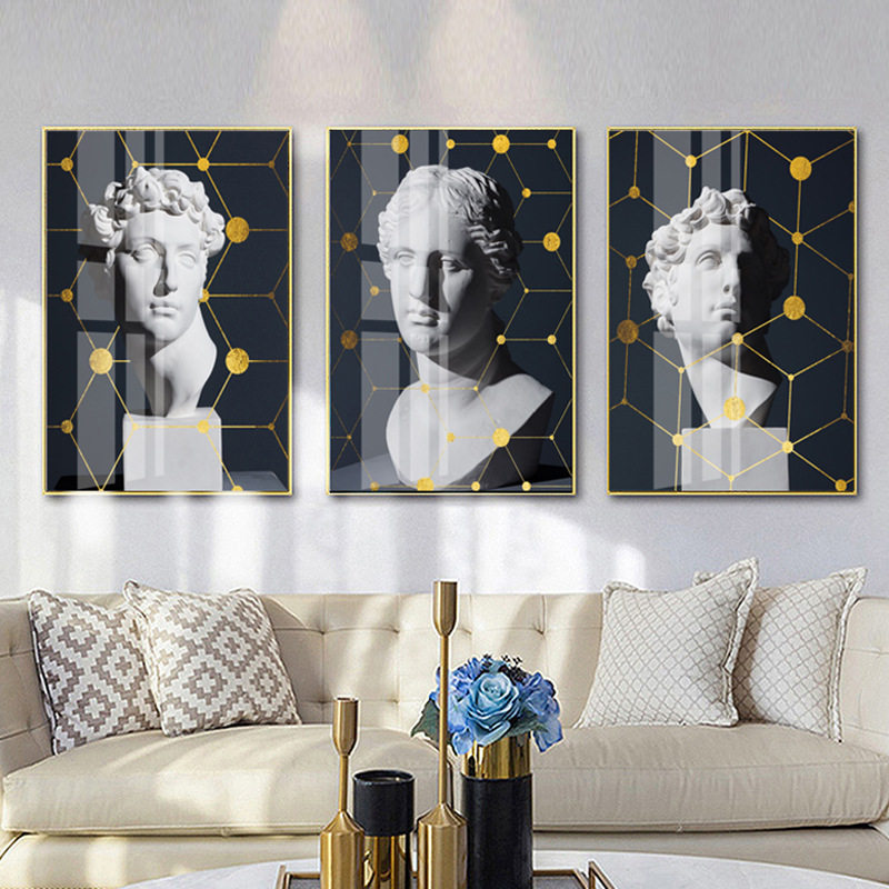 北欧现代人物石膏装饰画沙发背景墙黑白现代装饰画