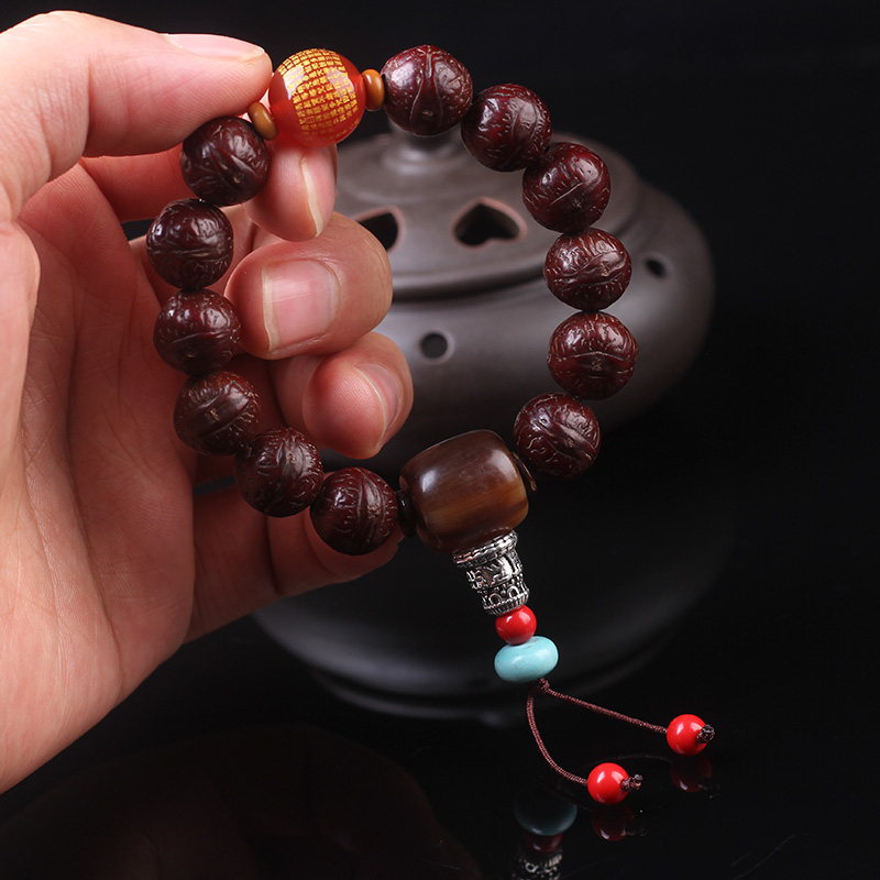 正宗红皮西藏酥油老凤眼菩提佛珠手串男配饰原籽文玩念珠饰品女