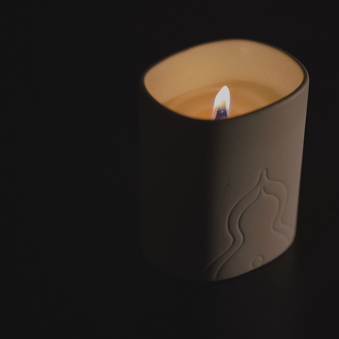 空气调香师原创品牌刻纹无烟手工陶瓷木片烛芯香薰蜡烛