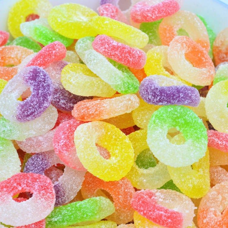 零食糖果喜糖圆圈橘子玉米粘牙糖粒砂糖软糖糖果