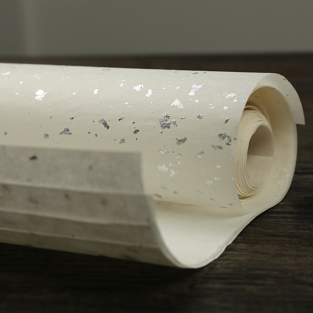 半生精品文房四宝皮纸信笺手工刘耀谷古法银笺雪花宣纸