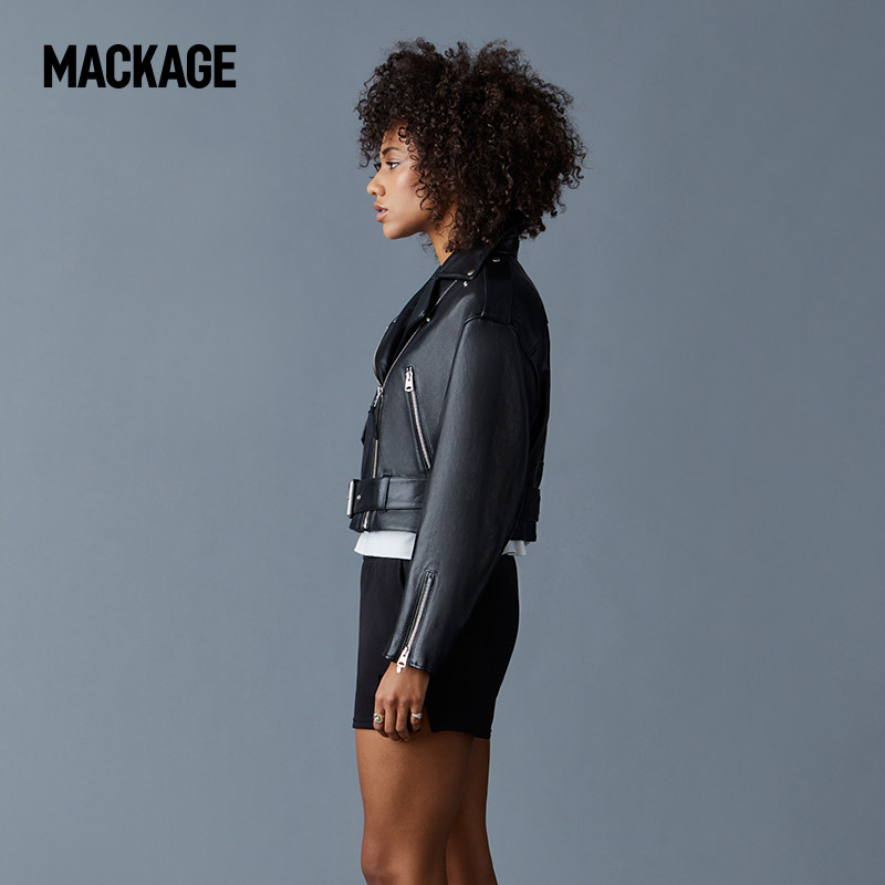 城市穿型系列mackage女士xenia短款牛皮机车皮衣皮衣