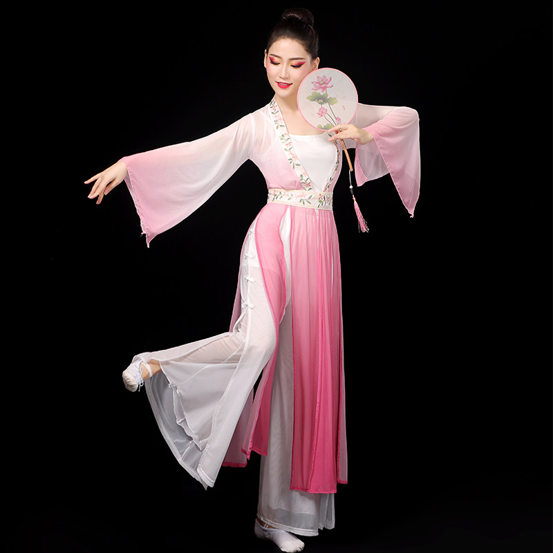 古典舞演出服女飘逸扇子舞新款套装中国风民族舞现代舞蹈表演服装