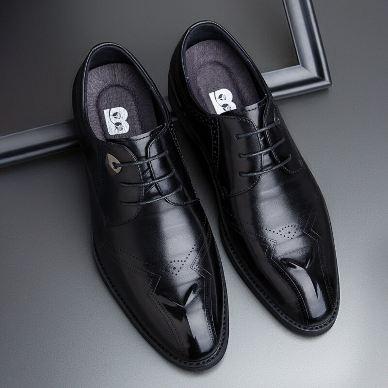 正品巨盾2020新款男士夏季正装皮鞋真皮商务正装皮鞋