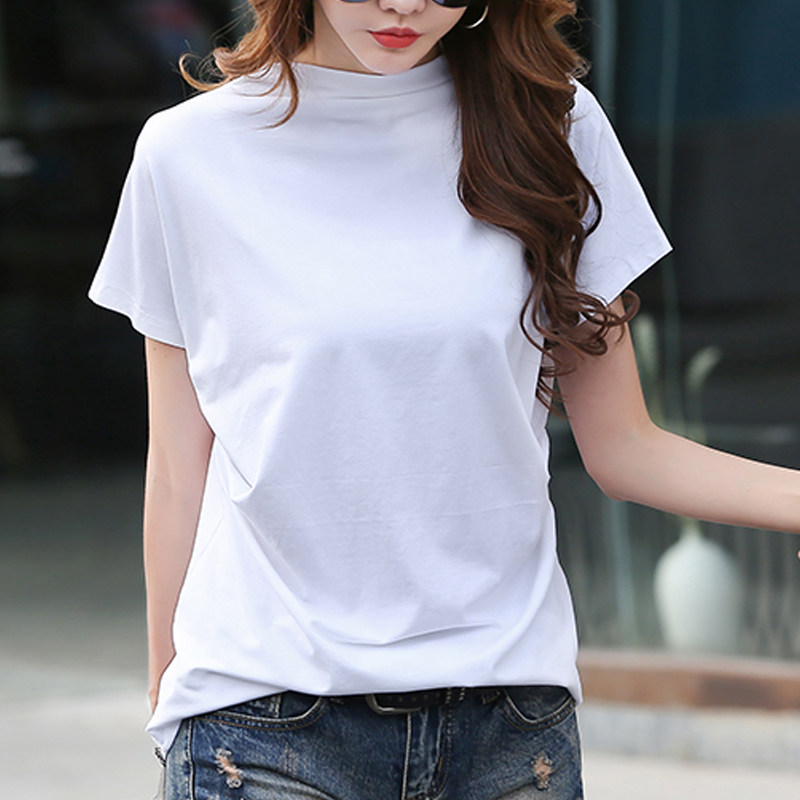 半高高领短袖恤女打底衫薄宽松2022夏季新款t恤