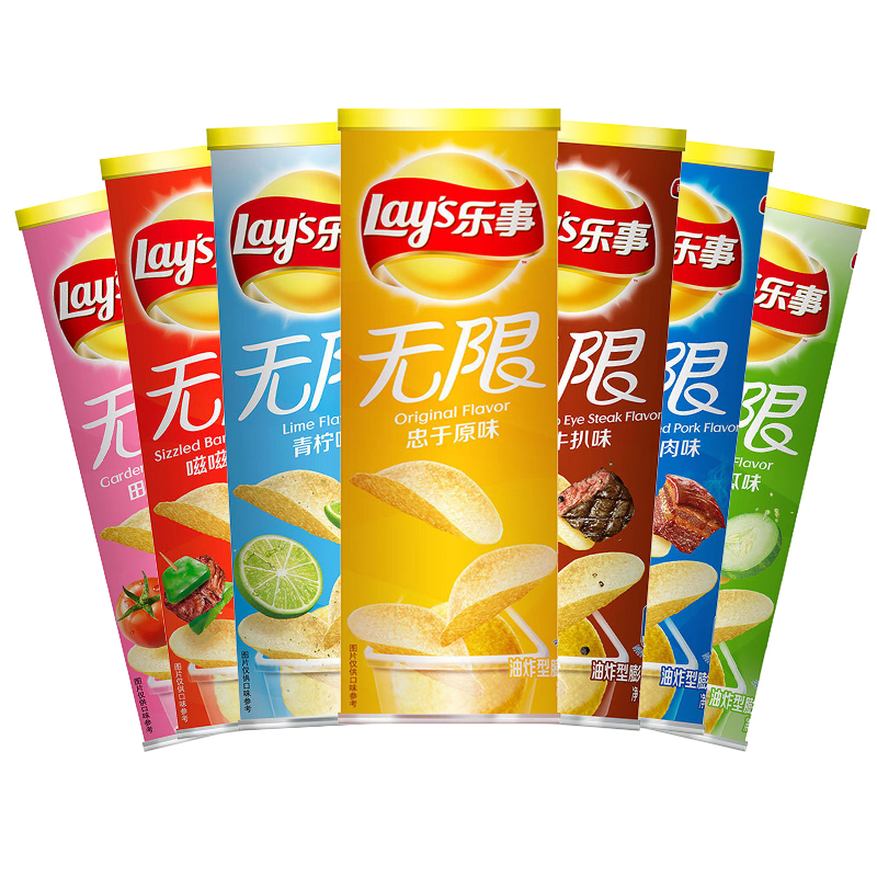 乐事薯片乐事无限罐装104g*10罐多种口味组合装休闲食品膨化零食