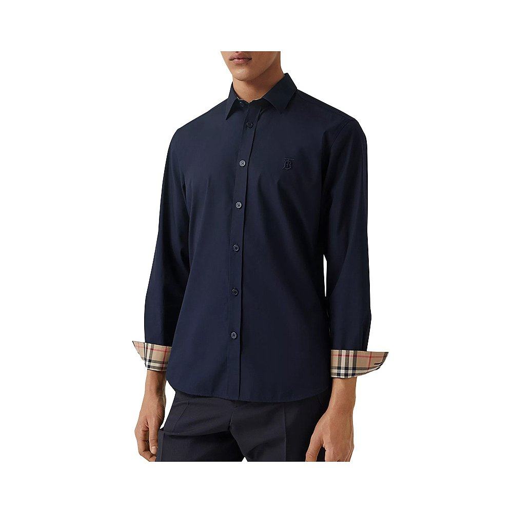 香港直邮burberry巴宝莉男士深蓝色长袖衬衫8032306衬衫