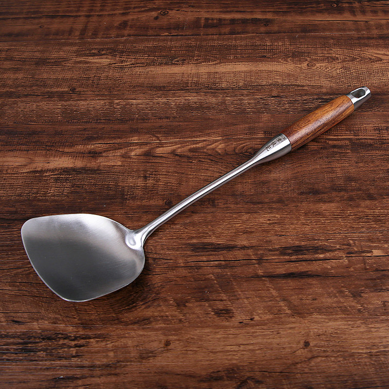 陈枝记家用老式锅铲不锈钢大小小号木质炒菜炒勺锅铲
