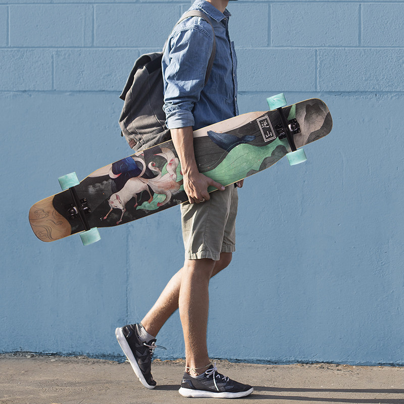 逆山长板白狐滑板舞板女生喵专业板云鹿仙鹤以梦为鹿初学者墨壹板