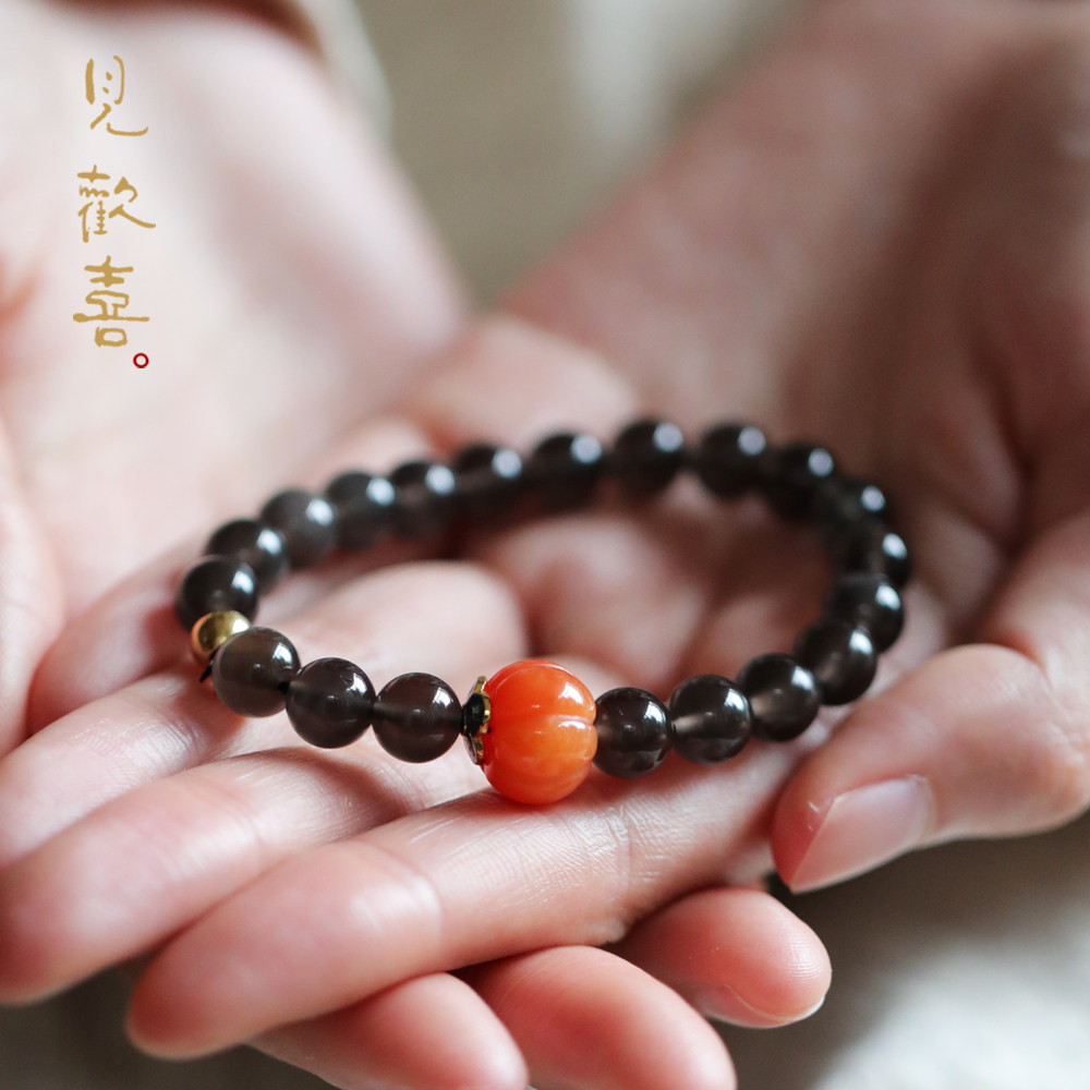 见欢喜南风曜石手链女款金丝玉小珠珠子古风手串手链