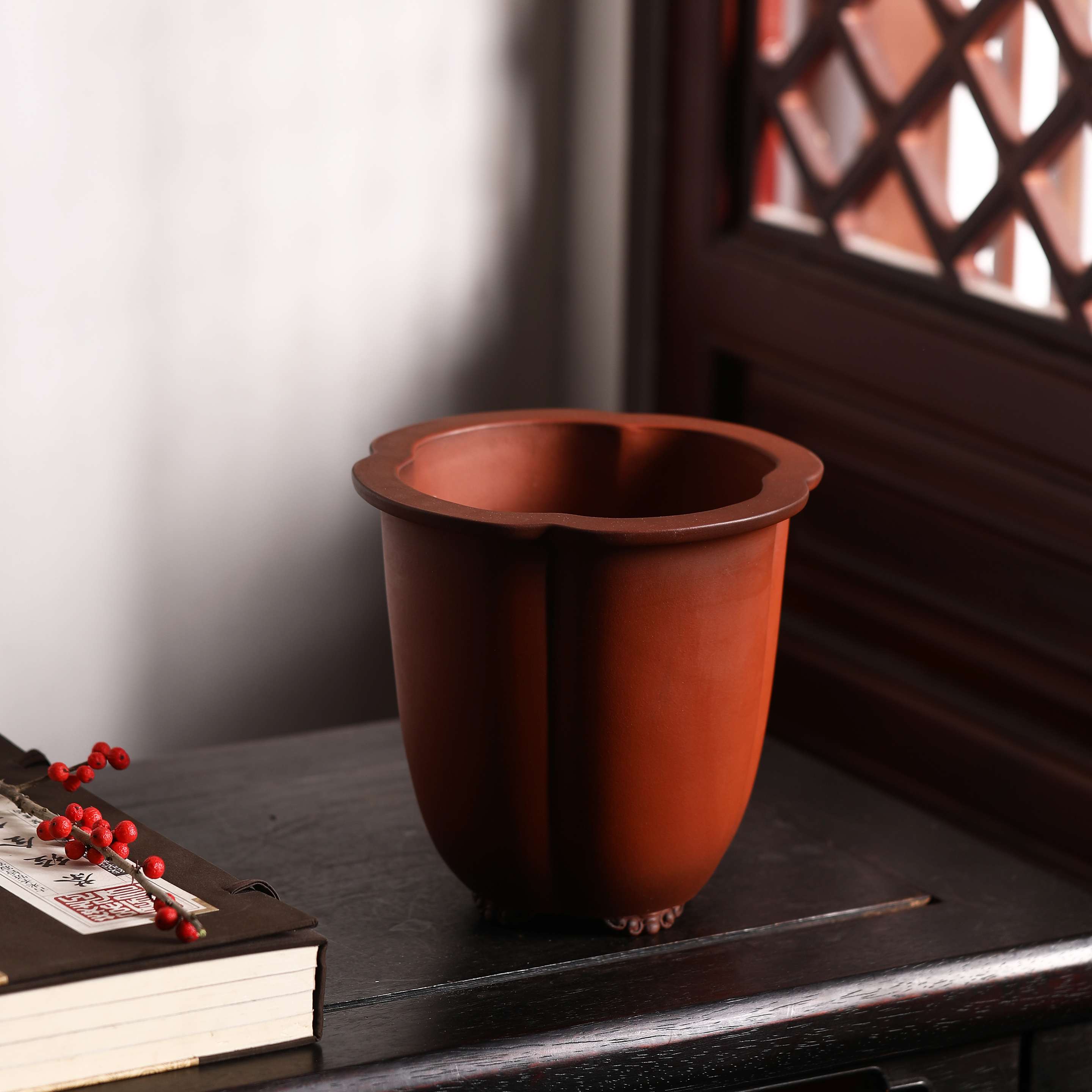 花盆宜兴紫砂手工签筒高盆兰兰盆出口盆景盆桐荫轩花盆