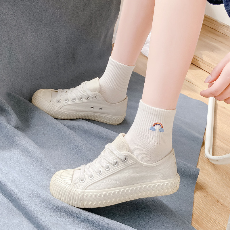 袜子女运动鞋小白鞋搭配老爹潮薄款夏网红筒袜天中款夏中筒袜