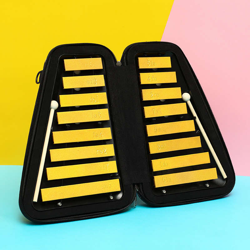 叮当小钟琴幼儿园双排16音儿童乐器早教益智铝板手敲琴奥尔夫琴架