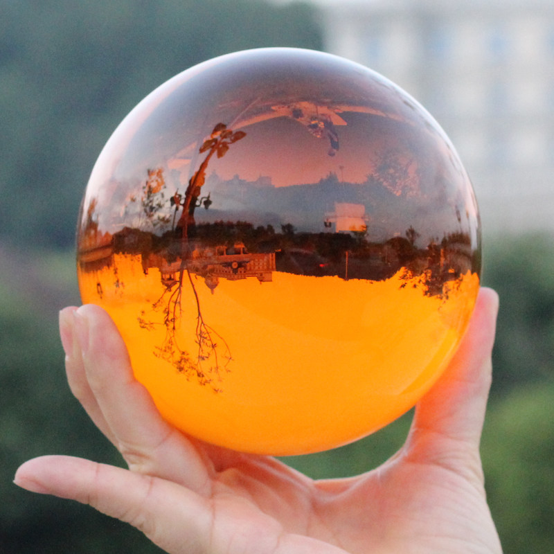 琥珀色水晶球纳福客厅玄关隔断书房办公书桌摆件摆件