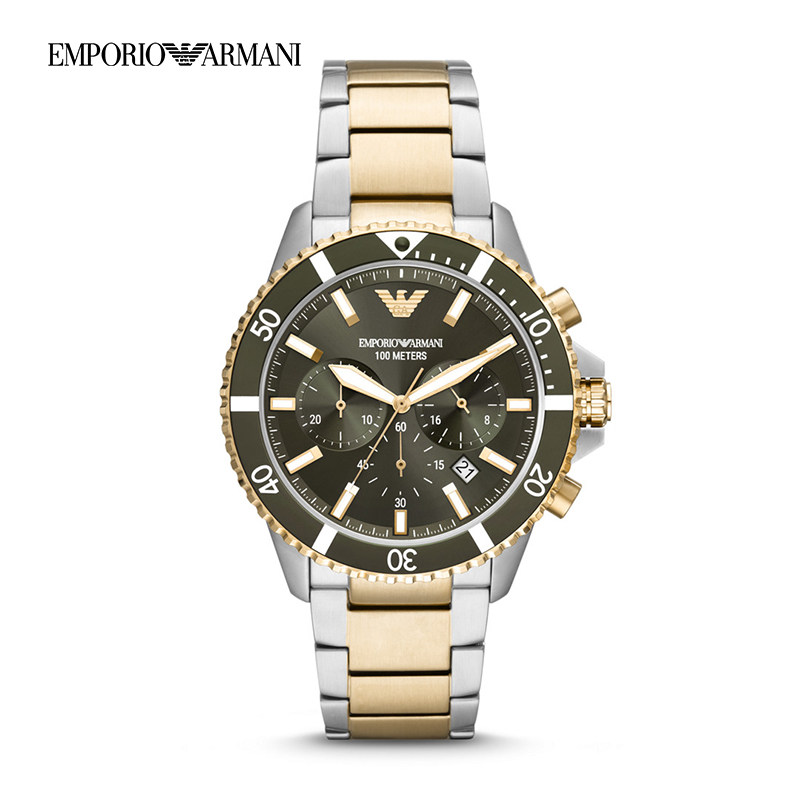 官方正品阿玛尼潜水表时尚潮流男士石英腕表绿水鬼ar11338欧美腕表