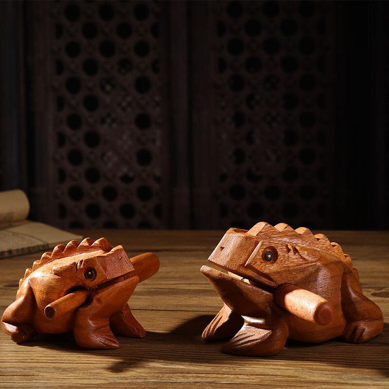 泰国招财蛙发声实木青蛙蛤蟆蟾蜍木鱼木雕雕刻摆件